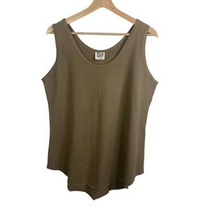 PLANET by LAUREN‎ G Shirt Raw Hem Pima Cotton Tunic Tank Top Size 1 Small Beige